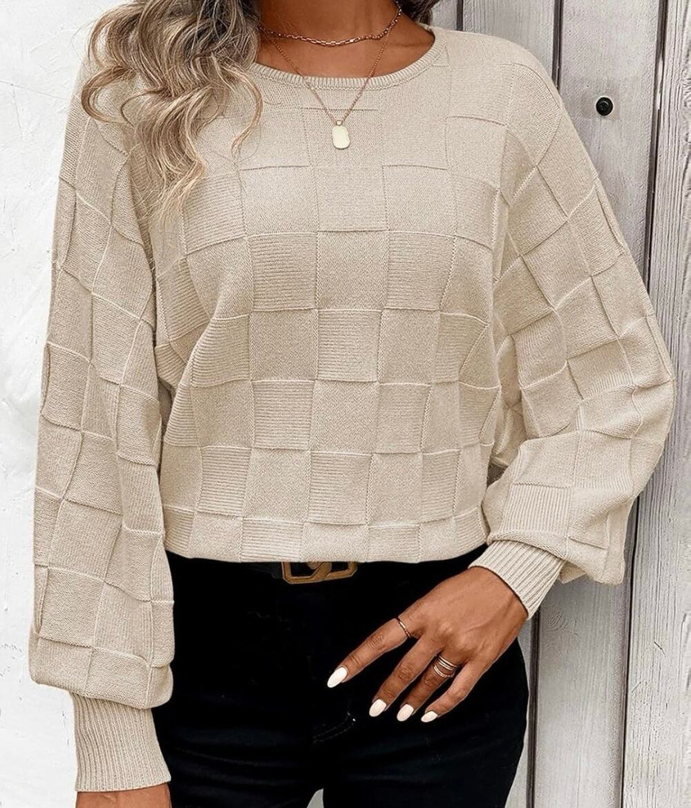 NWT Pink Queen Women's Fall Casual LS Batwing Oversized Crewneck Sweater Sz S